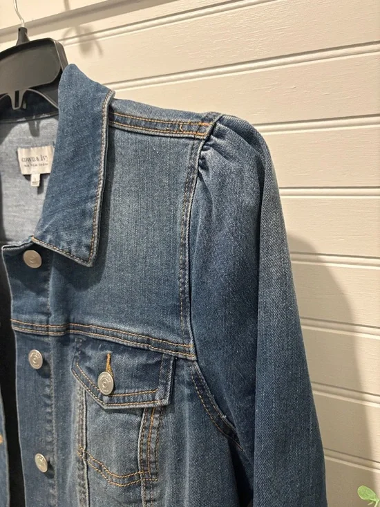 crown & ivy Classic Blue Denim Jacket with Button Front - Picture 3 of 7